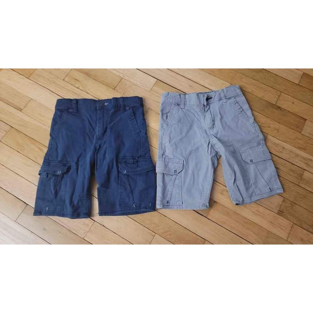 Wrangler Boys Size 7 Regular Cargo Shorts Blue Gray Cotton Blend Casual‎